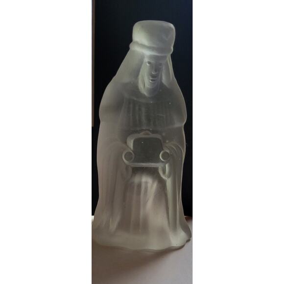 Vintage Nativity Set Frosted Glass 6 Pc Miniature Nativity No Box Approx 3" GC - Picture 6 of 13